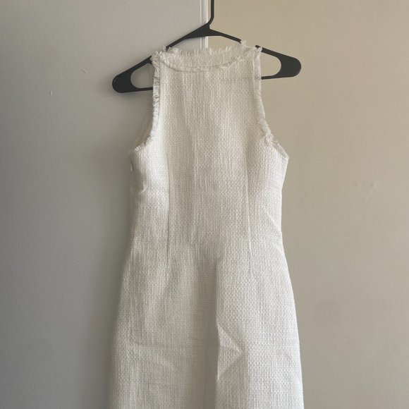 NWT $395 Cinq a Sept 5a7 Leisha V-Neck Sleeveless Tweed Mini Dress in White - Picture 6 of 6